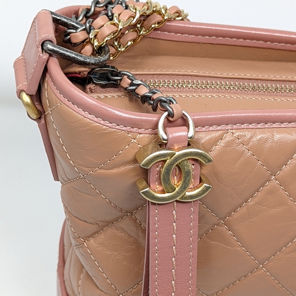 🚨SALE!🎉HP🎉CHANEL Pink Bag Gabrielle Calfskin Medium Hobo Shoulder Bag💓 RARE! - Picture 11 of 16